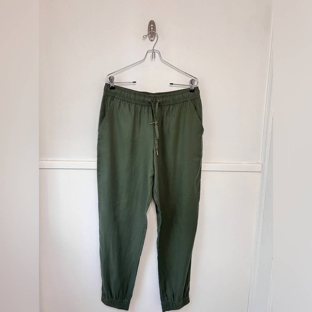 Garnet Hill Army Green Tencel & Linen Blend Joggers